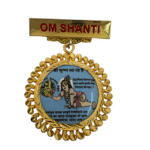 Gold Plated 925 Silver Brahma Kumaris Designer Badge – Om Shanti Shri Krishna Design