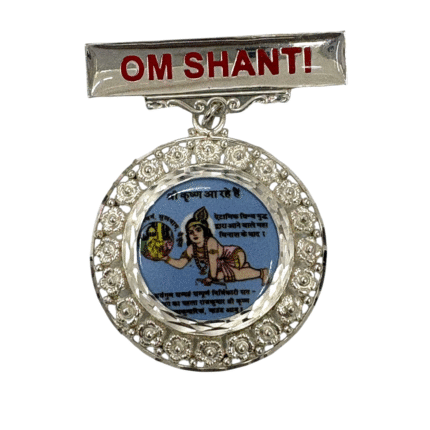 925 Silver Brahma Kumaris Flower Design Badge – Om Shanti Shri Krishna Design