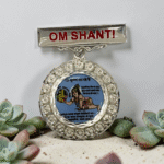 925 Silver Brahma Kumaris Flower Design Badge – Om Shanti Shri Krishna Design - Image 2