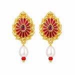 22k Hallmarked Gold Brahma Kumaris Earrings with Pearl Drop – Om Shanti Spiritual Jewelry | Sai Jewellers-BKGE2