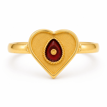 22K Gold Heart Shape Shiv Baba Spiritual Ring