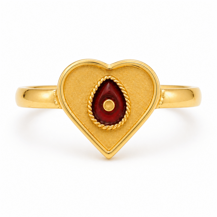 22K Gold Heart Shape Shiv Baba Spiritual Ring