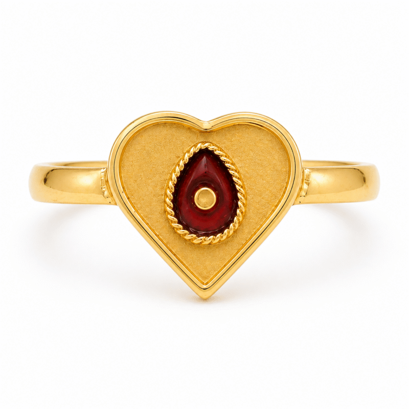 22K Gold Heart Shape Shiv Baba Spiritual Ring