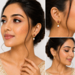 22k Hallmarked Gold Brahma Kumaris Earrings with Pearl Drop – Om Shanti Spiritual Jewelry | Sai Jewellers-BKGE2 - Image 2