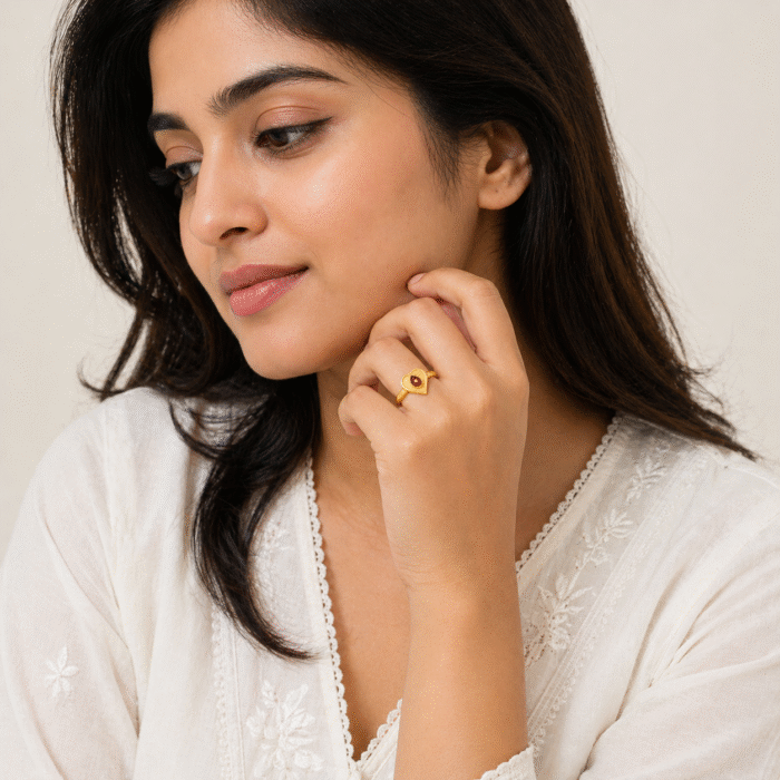 22k Hallmarked Gold Heart Shape Brahma Kumaris Ring – Om Shanti Spiritual Jewelry | Sai Jewellers Abu Road - Image 2