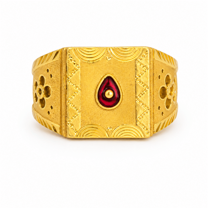 22k Hallmarked Gold Brahma Kumaris Spiritual Ring – Om Shanti Design | Sai Jewellers Abu Road-BKGR32 - Image 1