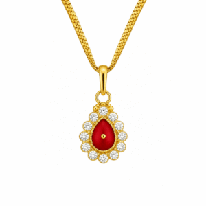 22K Hallmarked Gold Brahma Kumaris Pendant – Baba Symbol with White Signity Stones -BKGP15