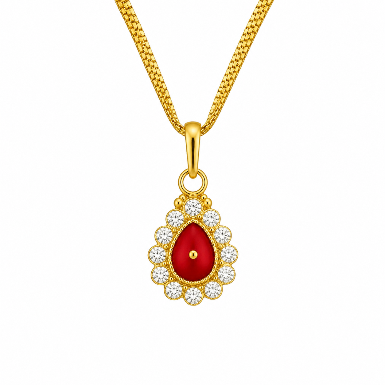22K Hallmarked Gold Brahma Kumaris Pendant – Baba Symbol with White Signity Stones -BKGP15