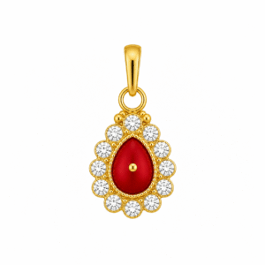 22K Hallmarked Gold Brahma Kumaris Pendant – Baba Symbol with White Signity Stones -BKGP15 - Image 2
