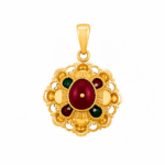 22K Hallmarked Brahma Kumaris Gold Pendant | BK Red Stone Meena Pendant | Sai Jewellers -BKGP18 - Image 2