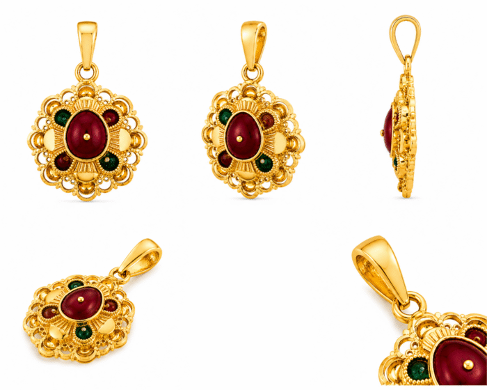 22K Hallmarked Brahma Kumaris Gold Pendant | BK Red Stone Meena Pendant | Sai Jewellers -BKGP18 - Image 3