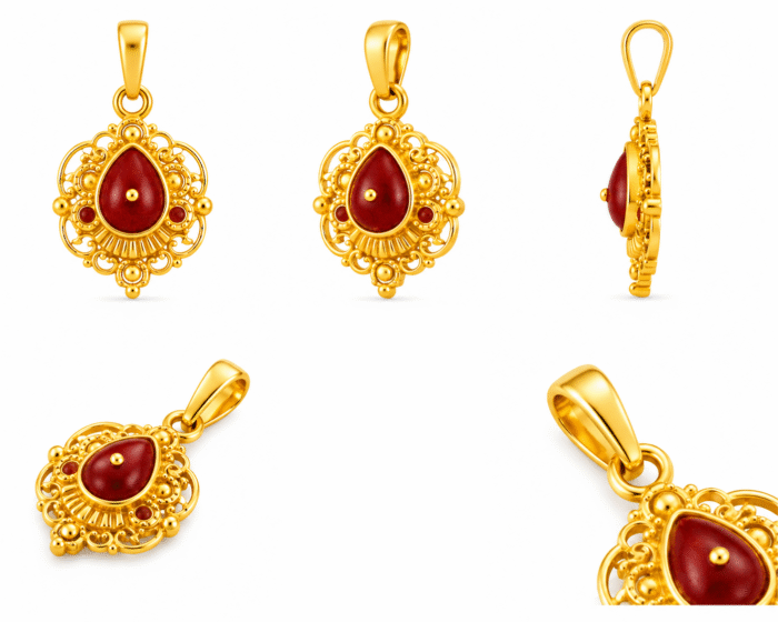 22K Hallmarked Brahma Kumaris Gold Pendant | BK Red Stone Meena Pendant | Sai Jewellers -BKGP19 - Image 2