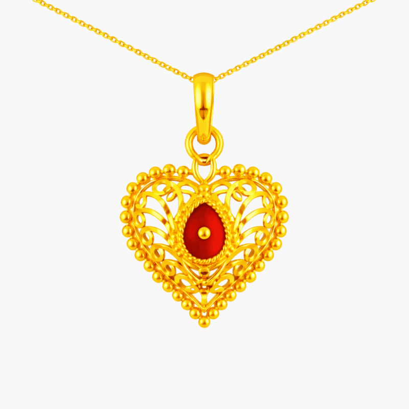 22K Hallmarked Gold Brahma Kumaris Heart Pendant – Divine Symbol Designer (2.300 gm)