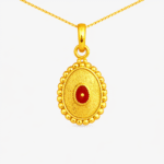 22K Hallmarked Gold Brahma Kumaris Oval Pendant – Divine Symbol Designer (2.400 gm) – BKGP13
