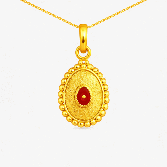 22K Hallmarked Gold Brahma Kumaris Oval Pendant – Divine Symbol Designer (2.400 gm) – BKGP13