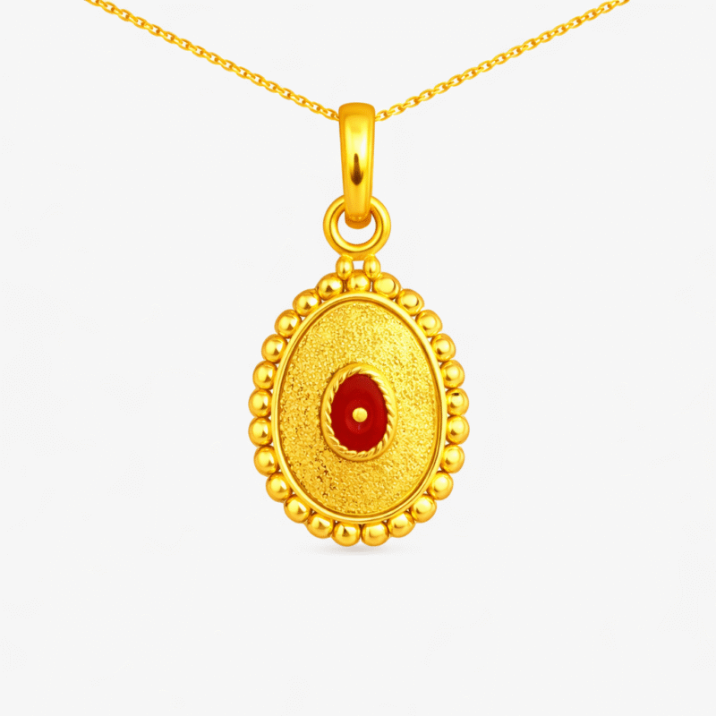 22K Hallmarked Gold Brahma Kumaris Oval Pendant – Divine Symbol Designer (2.400 gm) – BKGP13