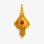 22K Hallmarked Gold Brahma Kumaris Triangular Pendant – Red Meenakari Divine Symbol with Tassels – BKGP14 - Image 2