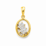 18K Hallmarked Gold Floral Oval Pendant