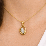 18K Hallmarked Gold Floral Oval Pendant – IGI Certified Diamonds 0.20 ct (H‑I Color, SI Clarity) | Sai Jewellers - Image 3