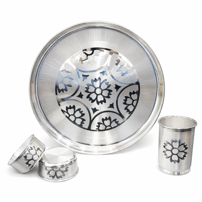 925 Hallmarked Silver Thali Set – Premium Handcrafted Silverware 