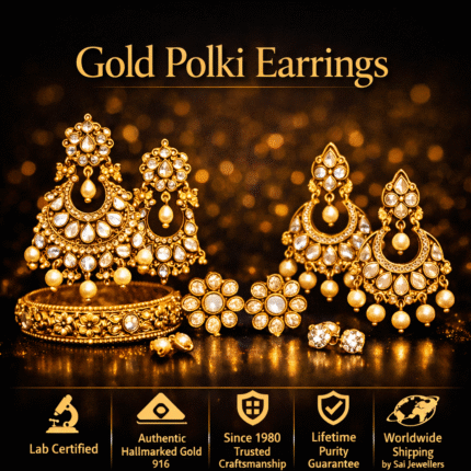 Gold Earrings Diamond Polki