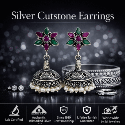 Silver Cutstone Earrings