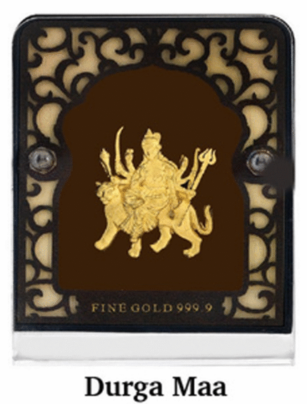 24K Gold Durga Maa Photo Frame