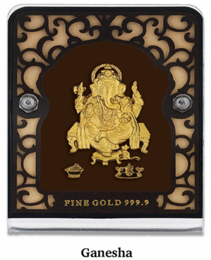 24K Gold Ganesha Photo Frame