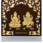24K Gold Laxmi Ganesh Duo Stand Photo Frame – Spiritual Gold Gift Under ₹4000 | Sai Jewellers 8.5 x 8.5 cm