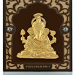 24K Gold Dagdu Seth Ganeshji Stand Photo Frame – Spiritual Gold Gift Under ₹4000 | Sai Jewellers 7 x 9 cm