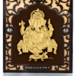 24K Gold Ganesha Stand Photo Frame – Spiritual Gold Gift Under ₹4000 Size: 7 x 9 cm