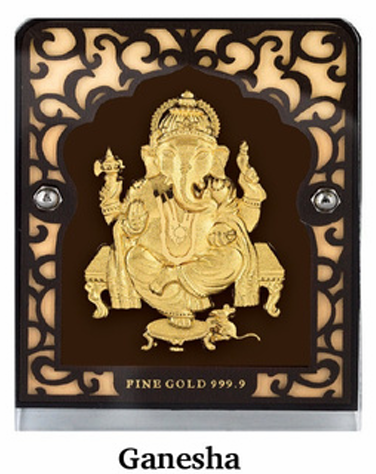 24K Gold Ganesha Stand Photo Frame – Spiritual Gold Gift Under ₹4000 Size: 7 x 9 cm
