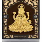 24K Gold Laxmi Ji Stand Photo Frame – Spiritual Gold Gift Under ₹4000 Size: 7 x 9 cm