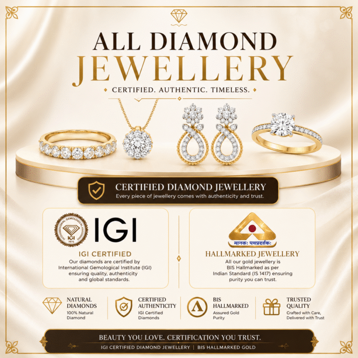 18K Hallmarked Gold Diamond Earrings – Floral Cluster & Loop Design-SSJDE03 - Image 4