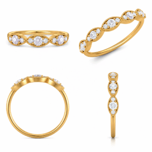 Five Oval Pattern Engagement Diamond Ring - Image 3