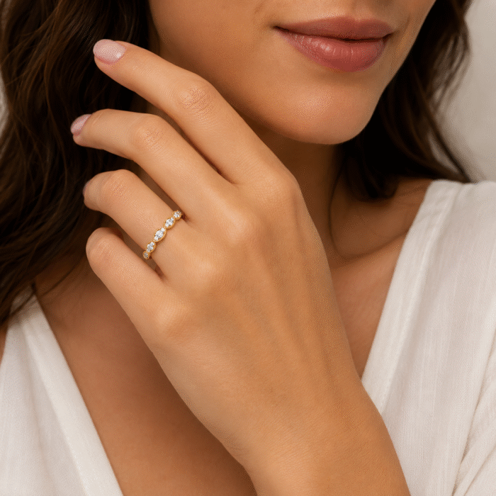 Five Oval Pattern Engagement Diamond Ring - Image 2