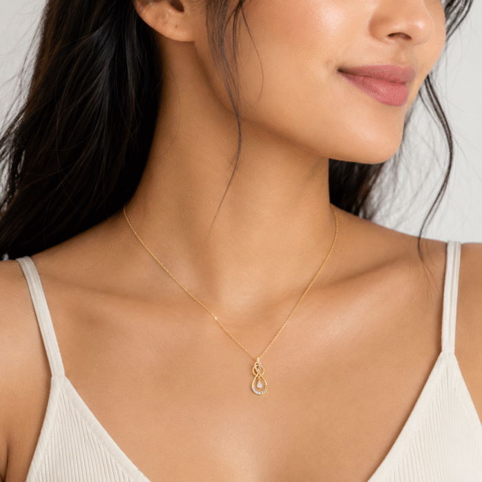 18K Hallmarked Gold Infinity Pendant – IGI Certified Diamonds 0.34 ct (H‑I Color, SI Clarity) | Sai Jewellers - Image 2