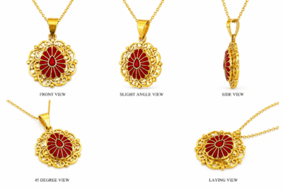 22K Hallmarked Brahma Kumaris Gold Pendant | BK Red Stone Meena Pendant | Sai Jewellers -BKGP20 - Image 2