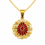 22K Hallmarked Brahma Kumaris Gold Pendant | BK Red Stone Meena Pendant | Sai Jewellers -BKGP20