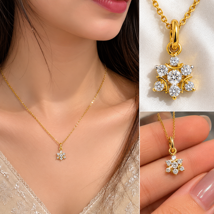 18K Gold Star Pendant IGI Certified Diamond 0.17 ct (H‑I Color, SI Clarity) | Sai Jewellers - Image 4